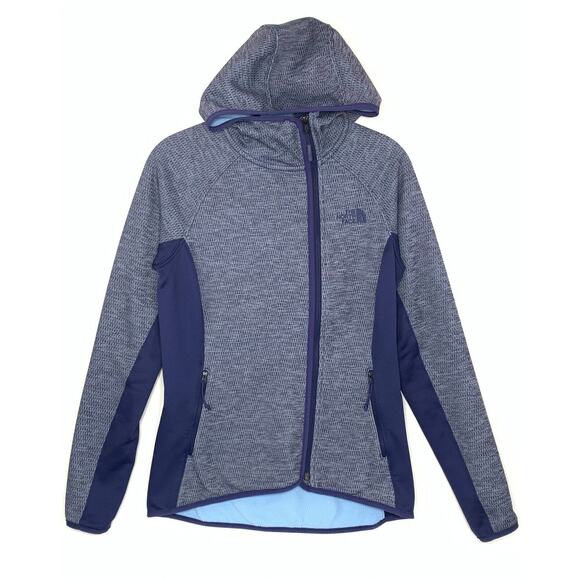 NORTH FACE Arcata Hoodie Women Small Patriot Blue Heather Full Zip Jacket EUC - Picture 2 of 9